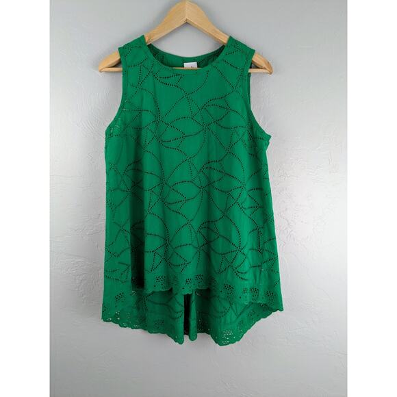 CABI Green Eyelet Gemma Top Size Small - Picture 3 of 9